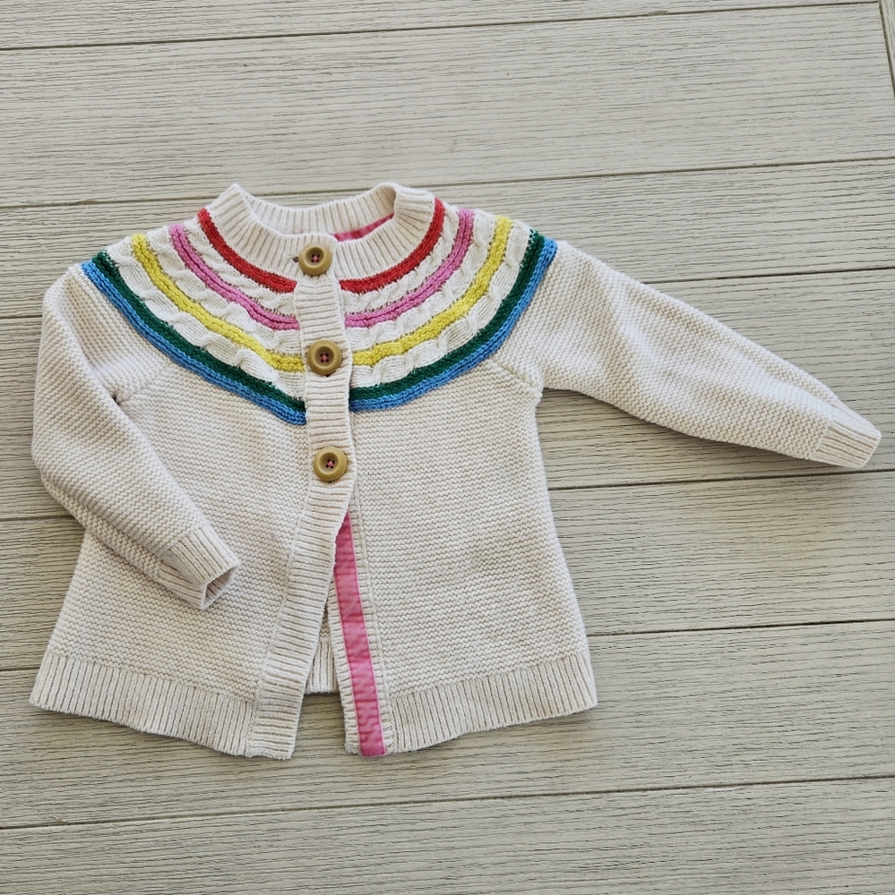 Mini Boden Fun Rainbow Yoke Cardigan (2/3)